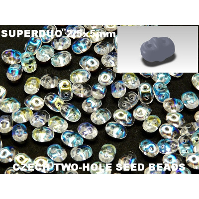 Matubo Superduo Crystal AB 00030/28701 | Czech Two-Hole Beads