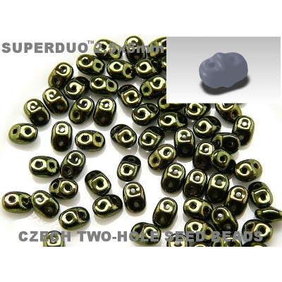 Czech SuperDuo Beads Jet Red Luster 23980/14495 2.5x5mm | Matubo