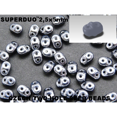 Matubo Superduo Jet Hematite 23980/14400 | Czech 2-Hole Beads