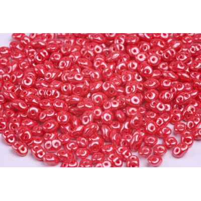 Matubo Superduo 2.5x5mm Opaque Coral Red White Luster 93200/14400