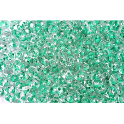 Matubo Superduo Crystal Green Lined 00030/44856 | Czech Glass Beads
