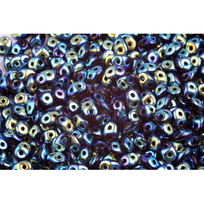 Matubo SuperDuo Jet Full AB 23980/28703 | 2.5x5mm Czech Glass Beads