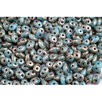 Matubo Superduo Turquoise Blue Picasso 63030/43400 | Czech Beads