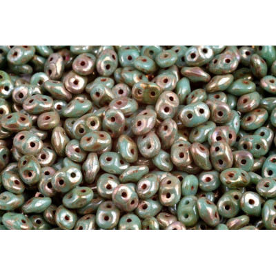 Matubo Superduo Turquoise Green Picasso 63130/43400 | Czech Beads