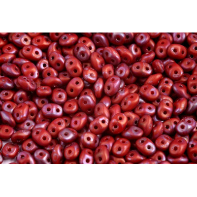 Matubo Superduo 2.5x5mm Coral Red Nebula Matte 93200 | Czech Beads