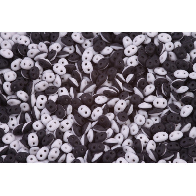 Matubo SuperDuo Duets Matte Black/White DU0503849-84110 | Czech Beads