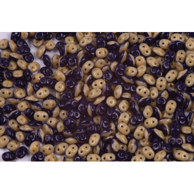 Matubo SuperDuo Duets Navy/Ivory Opaque DU0533413 | 2-Hole Beads