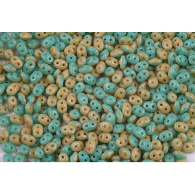 Matubo SuperDuo Duets Ivory & Teal DU0563132 | Czech Glass Beads