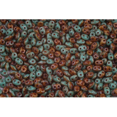 Matubo™ SuperDuo Duets Teal Brown Travertine DU0563132-86805