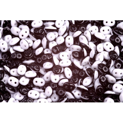 Matubo SuperDuo Duets Black/White DU0503849 | 2.5 x 5mm Czech Beads
