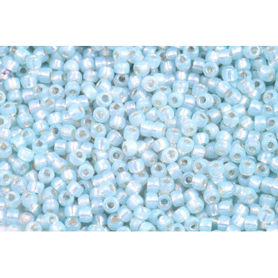 Matubo™ Round 8/0 Seed Beads Opal Aqua Silver Lined 61000-81800