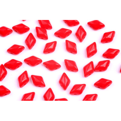Matubo GemDuo Czech Glass Beads Opaque Coral Red 93200 8x5mm