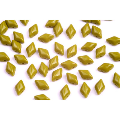 Matubo GemDuo 2-Hole Czech Glass Beads Opaque Green 53410 8x5mm