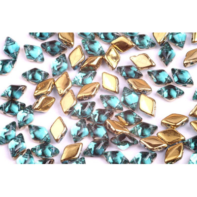 Matubo GemDuo 8x5mm Aquamarine Amber 60020/26442 | Czech Glass