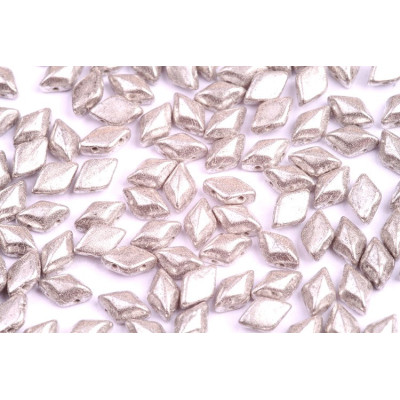 Matubo GemDuo 8x5mm Jet Silver Paste Mat 23980/81002 | Czech Beads