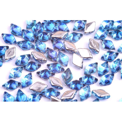 Matubo GemDuo Beads Backlit Blue Silver 26536 | Czech Glass 8x5mm