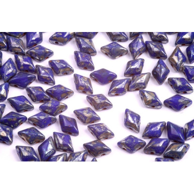 Matubo GemDuo 8x5mm Opaque Blue Picasso 33050/43400 | Czech Glass