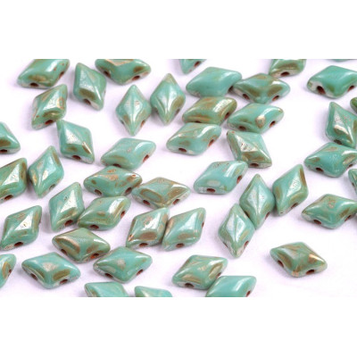 Matubo GemDuo 8x5mm Turquoise Green Picasso 63130/43400 | Czech Beads