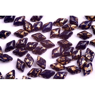 Matubo GemDuo 8x5mm Gold Splash Opaque Blue 33050/94401 | Czech Beads