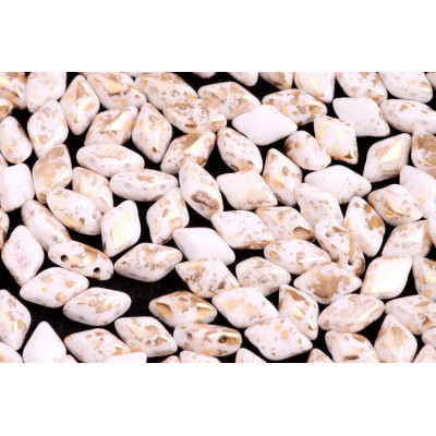 Matubo GemDuo 8x5mm Gold Splash Chalk 03000/94401 | Czech Beads