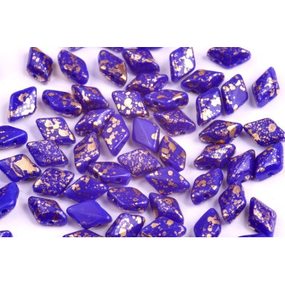 Matubo GemDuo 8x5mm Gold Splash Opaque Blue 33050/94401 | Glass Beads