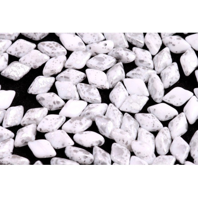 Matubo GemDuo 8x5mm Silver Splash Chalk 03000/15481 | Czech Beads