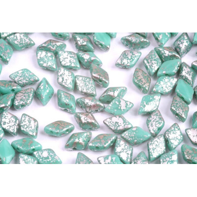 Matubo GemDuo 8x5mm Silver Splash Turquoise 63130/15481 Beads
