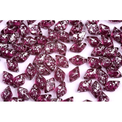 Matubo GemDuo Silver Splash Amethyst 20060/15481 | Czech Glass Beads