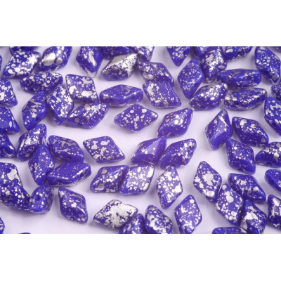 Matubo GemDuo 8x5mm Silver Splash Opaque Blue 33050/15481