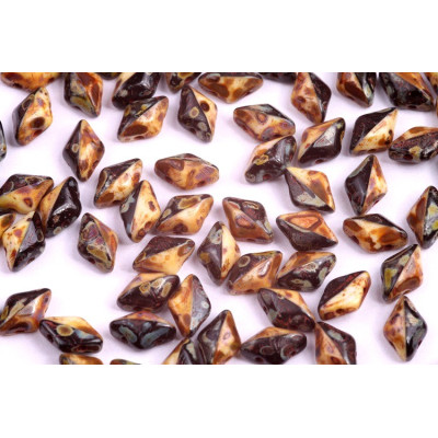 Matubo GemDuo Duets 8 x 5mm Black/Beige Travertine 86805 | Czech Beads