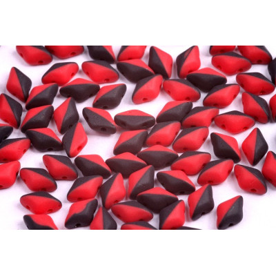 Matte Red Black Matubo GemDuo Duets 8 x 5mm GD8593298 | Czech Beads