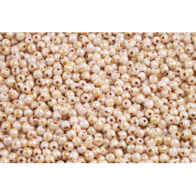 Round Beads 3mm White Alabaster Picasso Honey 02010/65401 | Rutkovsky