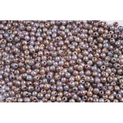 Round Beads 3mm White Alabaster Picasso Blue 02010/65431 | Rutkovsky