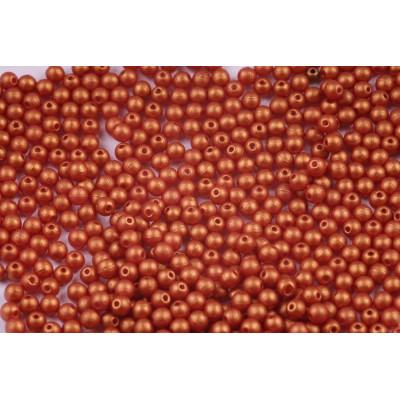 Round Beads 3mm Gold Shine Brick Red 24106 | Rutkovsky Czech Glass