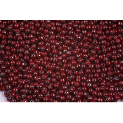 Round Beads Opaque Coral Red Picasso 93200/43400 3mm | Czech Glass