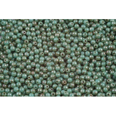Czech Glass Round Beads 3mm Turquoise Picasso 63130 | Rutkovsky