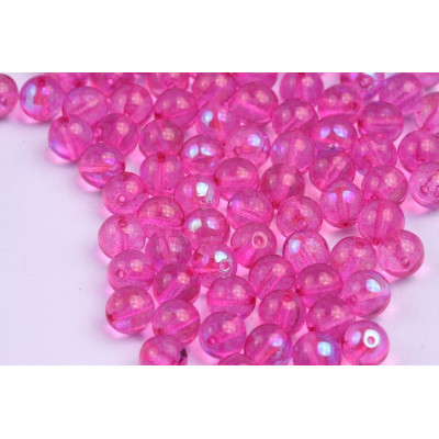 Round Beads 6mm Fuchsia Pink 10008 AB | Czech Glass Beads