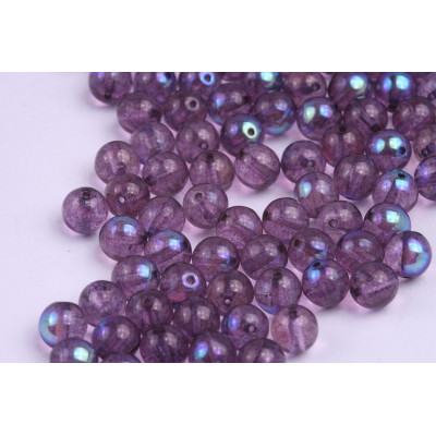 Round Beads 6mm Violet AB | Czech Glass Beads Rutkovsky