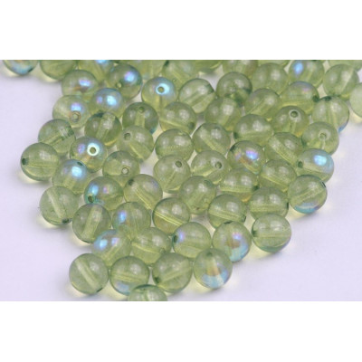 Round Beads 6mm Lime Green AB 10034 AB | Czech Glass Beads