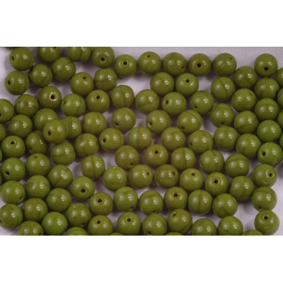 Czech Round Beads 6mm Opaque Olivine 53420 | Rutkovsky Glass