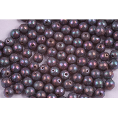 Czech Glass Round Beads 6mm Ashen Grey Nebula 43010/15001