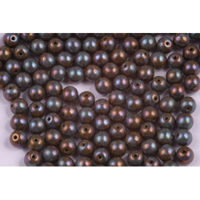 Czech Round Beads 6mm Opaque Olive Nebula 53420/15001 | Rutkovsky