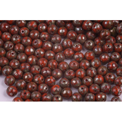 Round Beads 6mm Opaque Bright Orange Picasso 93130/43400 | Rutkovsky