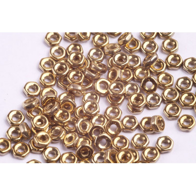 Hex Nut Beads 2x5mm Crystal Full Amber 26440 | Czech Glass Beads