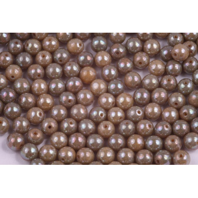 Czech Glass Round Beads 6mm Opaque Ivory Nebula 13020/15001
