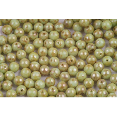 Czech Round Beads Opaque Mint Picasso 53100/43400 6mm | Glass Beads