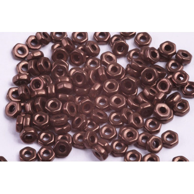 Hex Nut Beads 2x5mm Jet Bronze 23980/14415 | Rutkovsky Glass