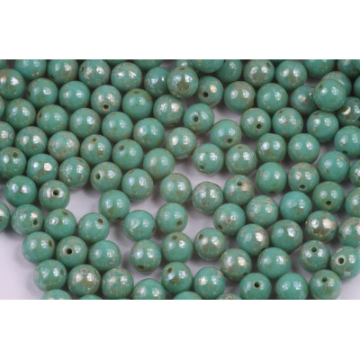 Round Beads 6mm Turquoise Green Picasso 63130/43400 | Rutkovsky