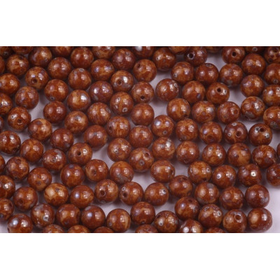 Czech Glass Round Beads 6mm Brown Picasso 13020/43400 | Rutkovsky