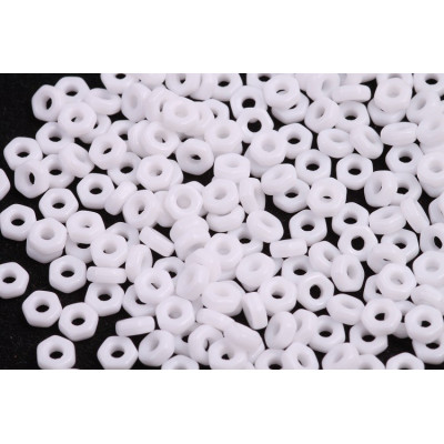 Hex Nut Beads 2x5mm Chalk White 03000 | Rutkovsky Czech Glass